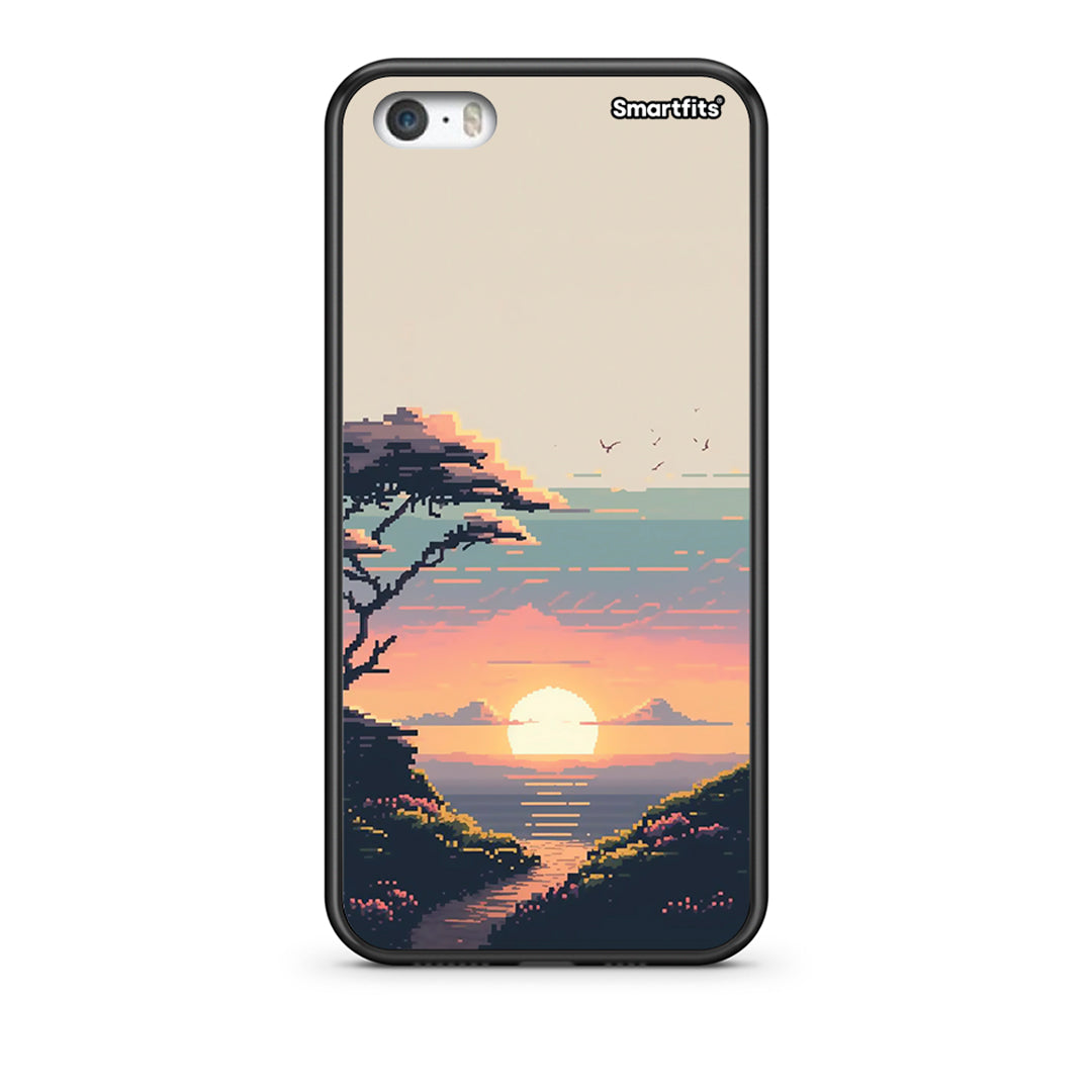 iPhone 5 / 5s / SE Pixel Sunset Θήκη από τη Smartfits με σχέδιο στο πίσω μέρος και μαύρο περίβλημα | Smartphone case with colorful back and black bezels by Smartfits