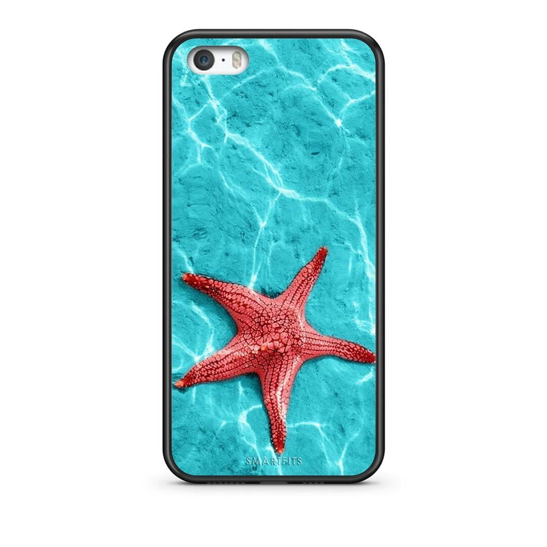 iPhone 5 / 5s / SE Red Starfish Θήκη από τη Smartfits με σχέδιο στο πίσω μέρος και μαύρο περίβλημα | Smartphone case with colorful back and black bezels by Smartfits