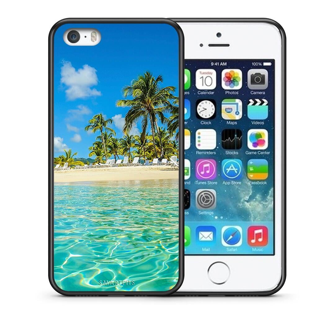 Θήκη iPhone 5 / 5s / SE Tropical Vibes από τη Smartfits με σχέδιο στο πίσω μέρος και μαύρο περίβλημα | iPhone 5 / 5s / SE Tropical Vibes case with colorful back and black bezels