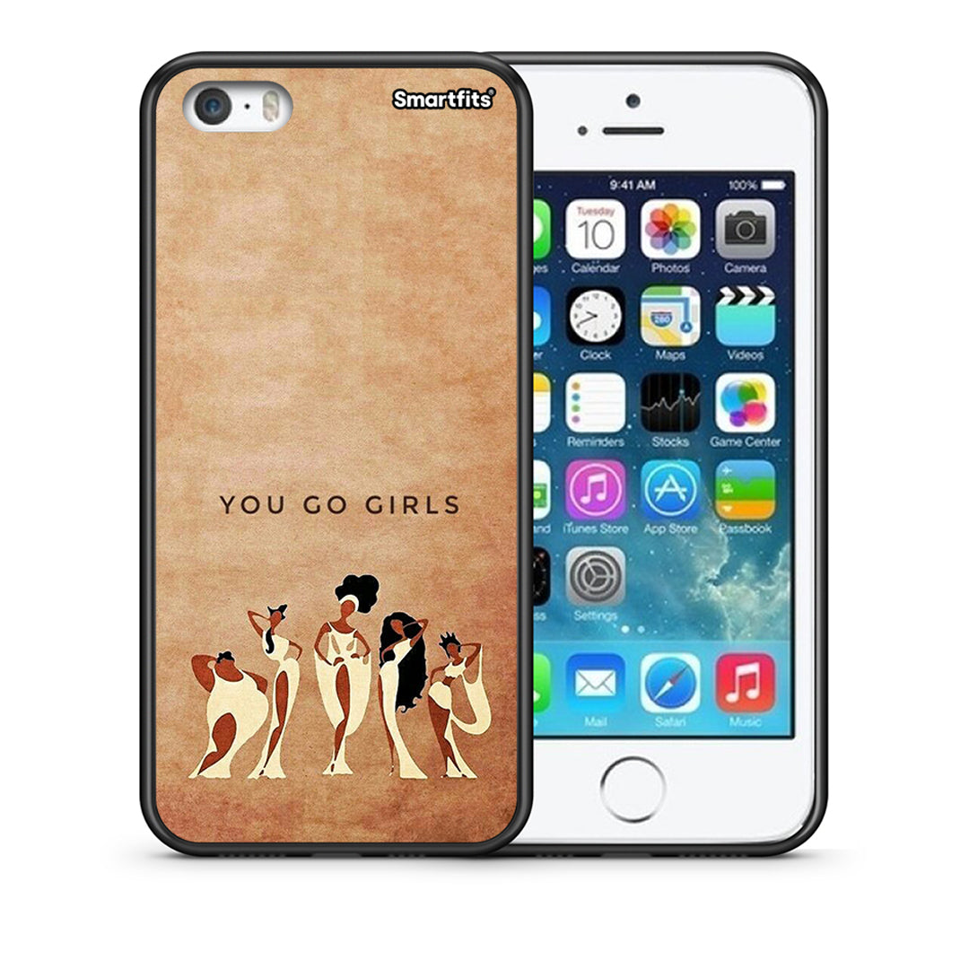 Θήκη iPhone 5/5s/SE You Go Girl από τη Smartfits με σχέδιο στο πίσω μέρος και μαύρο περίβλημα | iPhone 5/5s/SE You Go Girl case with colorful back and black bezels