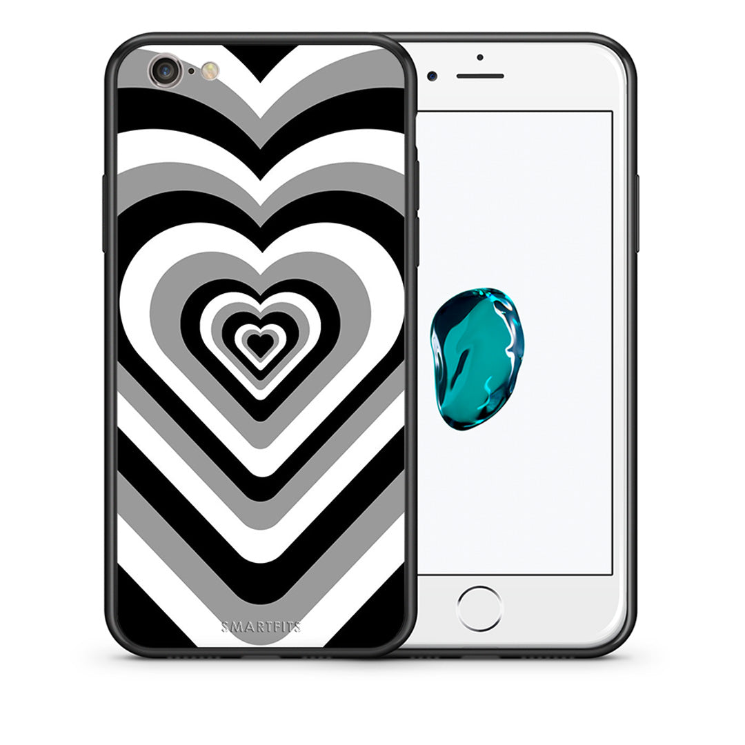 Θήκη iPhone 6/6s Black Hearts από τη Smartfits με σχέδιο στο πίσω μέρος και μαύρο περίβλημα | iPhone 6/6s Black Hearts case with colorful back and black bezels