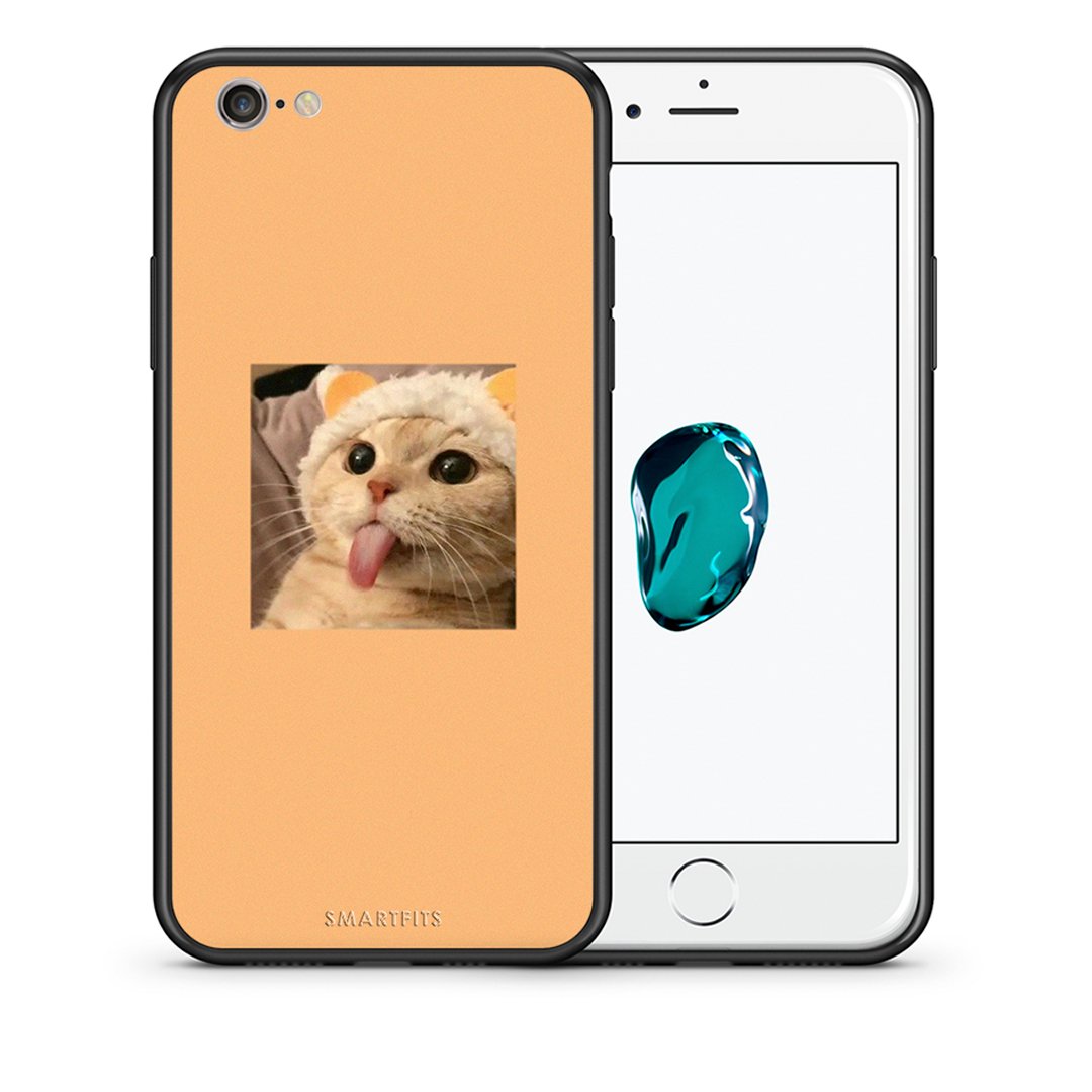 Θήκη iPhone 6 Plus/6s Plus Cat Tongue από τη Smartfits με σχέδιο στο πίσω μέρος και μαύρο περίβλημα | iPhone 6 Plus/6s Plus Cat Tongue case with colorful back and black bezels