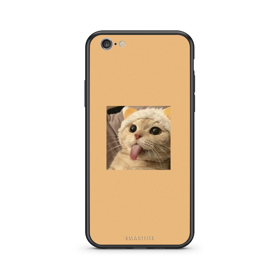 iPhone 7/8 Cat Tongue θήκη από τη Smartfits με σχέδιο στο πίσω μέρος και μαύρο περίβλημα | Smartphone case with colorful back and black bezels by Smartfits