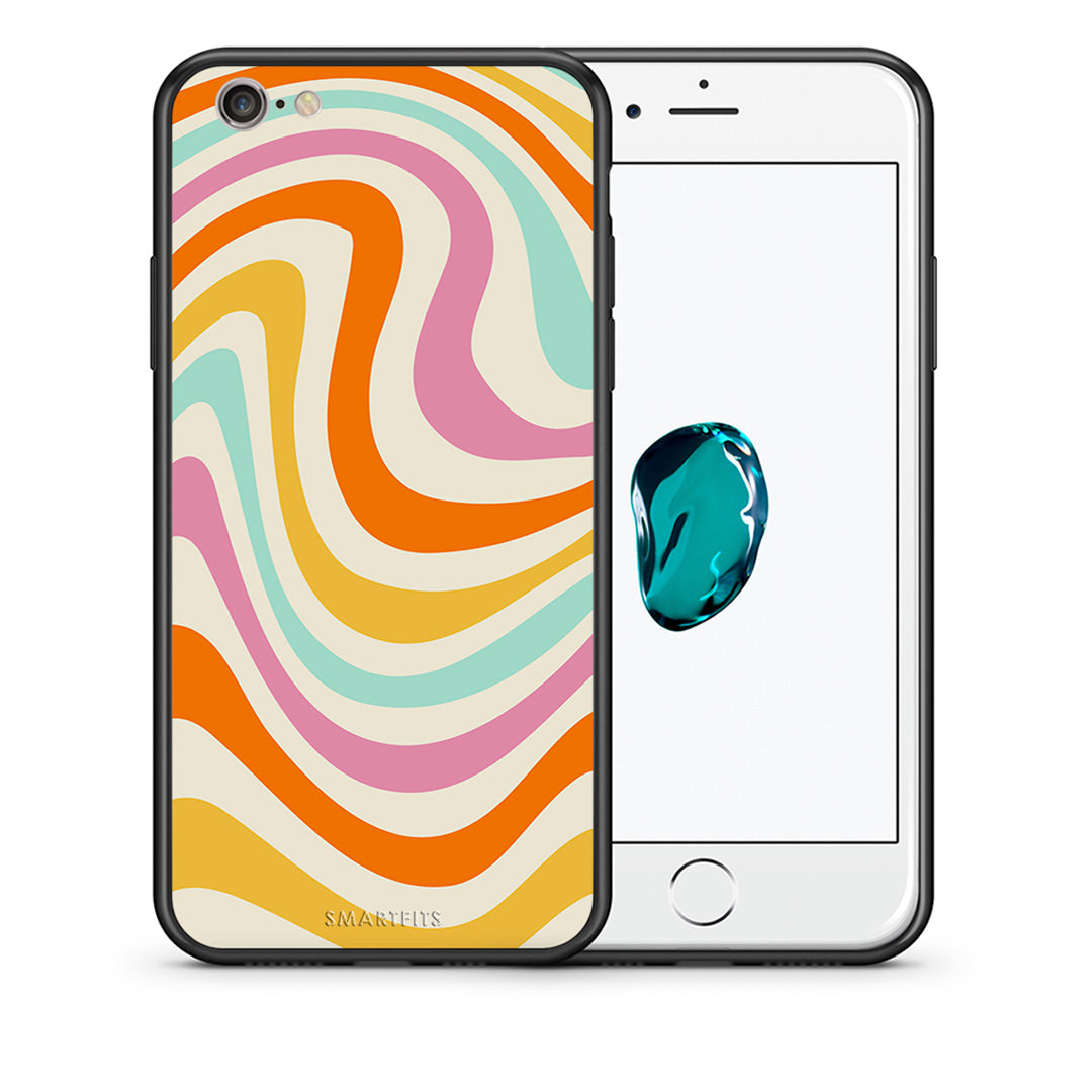 Θήκη iPhone 6 Plus/6s Plus Colourful Waves από τη Smartfits με σχέδιο στο πίσω μέρος και μαύρο περίβλημα | iPhone 6 Plus/6s Plus Colourful Waves case with colorful back and black bezels