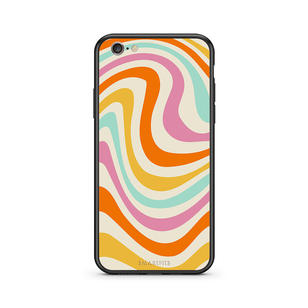 iphone 6 plus 6s plus Colourful Waves θήκη από τη Smartfits με σχέδιο στο πίσω μέρος και μαύρο περίβλημα | Smartphone case with colorful back and black bezels by Smartfits