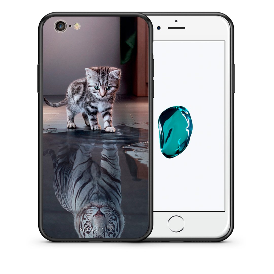 Θήκη iPhone 6 Plus/6s Plus Tiger Cute από τη Smartfits με σχέδιο στο πίσω μέρος και μαύρο περίβλημα | iPhone 6 Plus/6s Plus Tiger Cute case with colorful back and black bezels