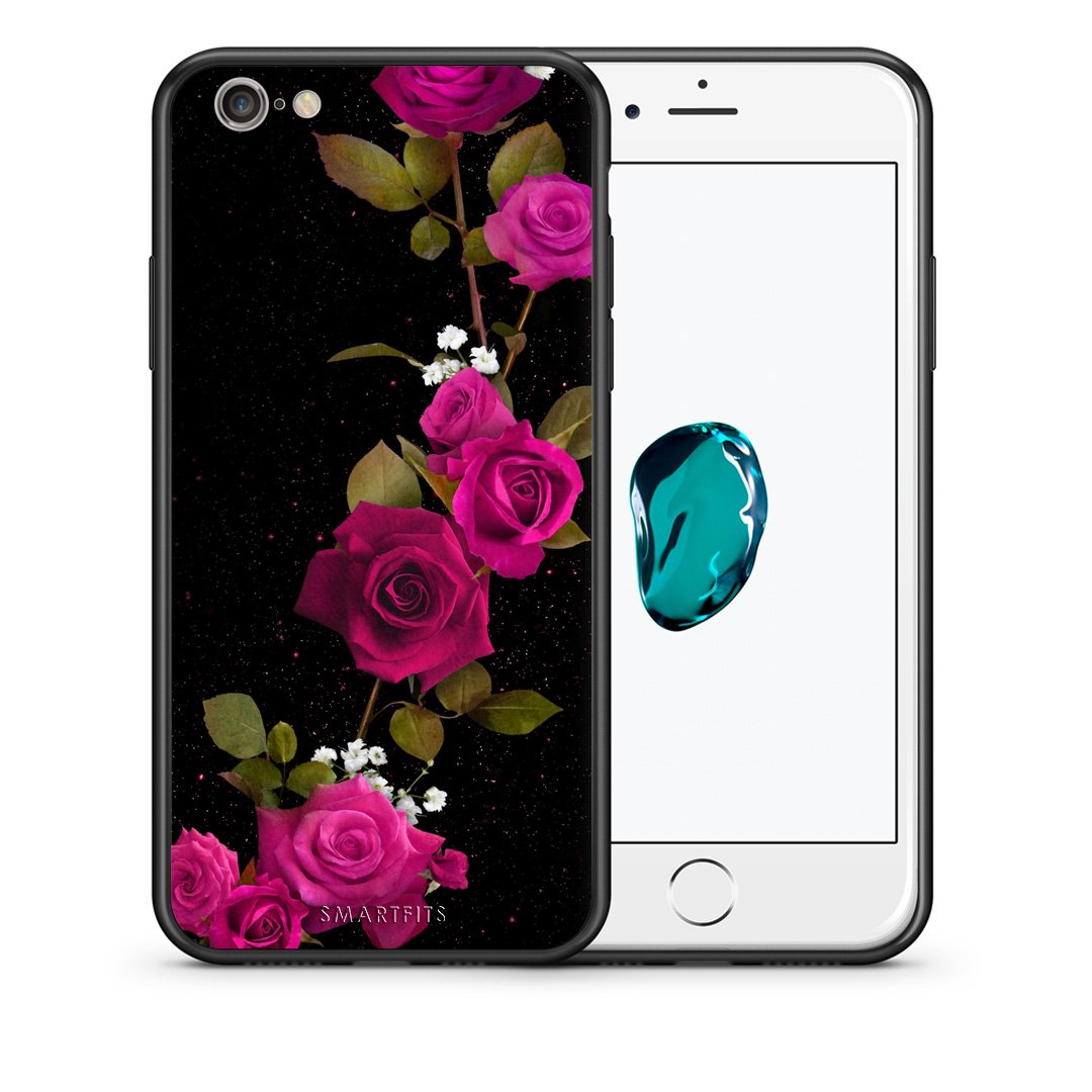 Θήκη iPhone 6/6s Red Roses Flower από τη Smartfits με σχέδιο στο πίσω μέρος και μαύρο περίβλημα | iPhone 6/6s Red Roses Flower case with colorful back and black bezels