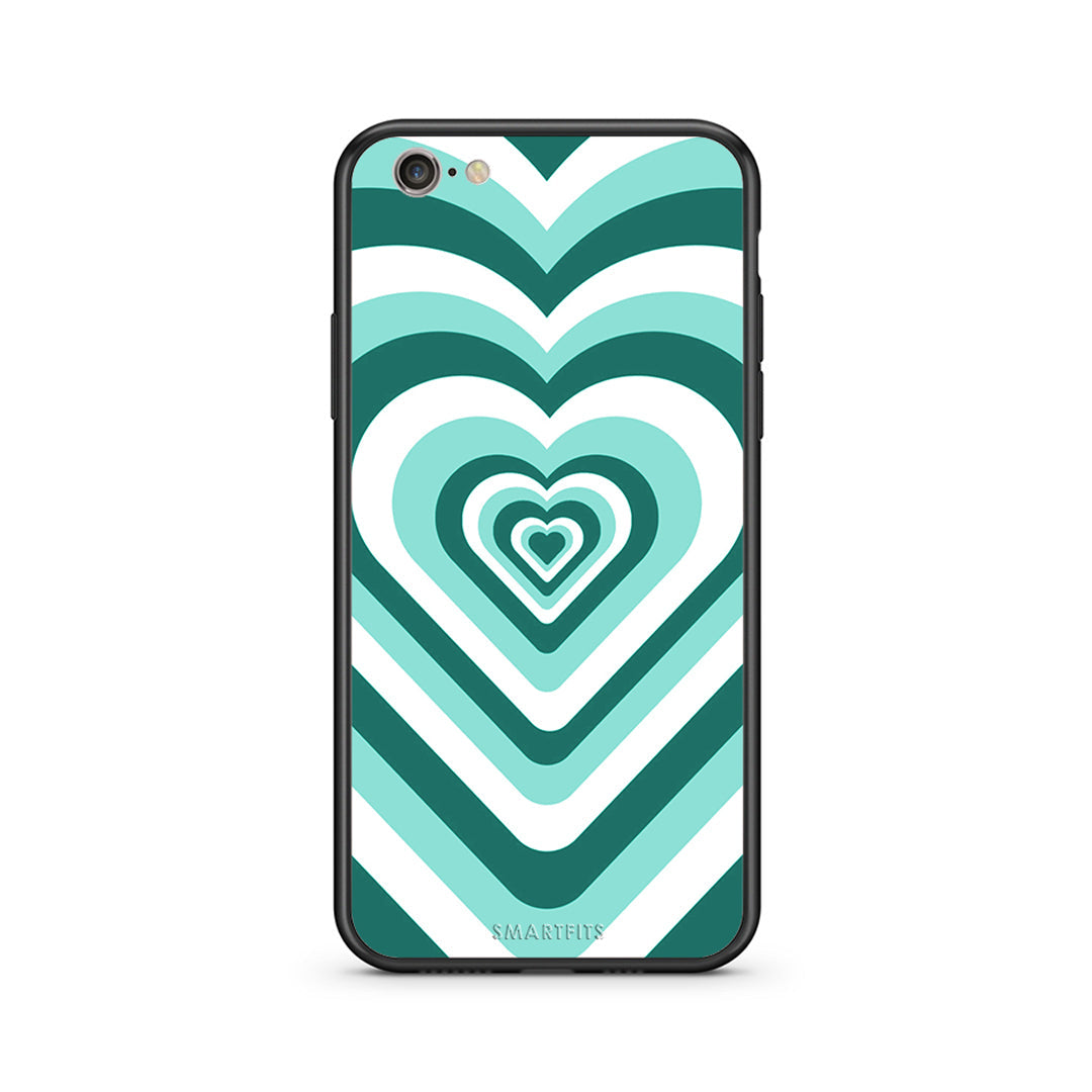 iphone 6 plus 6s plus Green Hearts θήκη από τη Smartfits με σχέδιο στο πίσω μέρος και μαύρο περίβλημα | Smartphone case with colorful back and black bezels by Smartfits