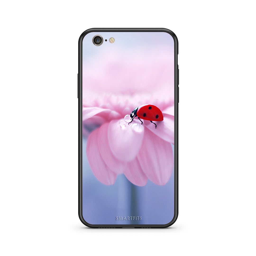 iphone 6 plus 6s plus Ladybug Flower θήκη από τη Smartfits με σχέδιο στο πίσω μέρος και μαύρο περίβλημα | Smartphone case with colorful back and black bezels by Smartfits