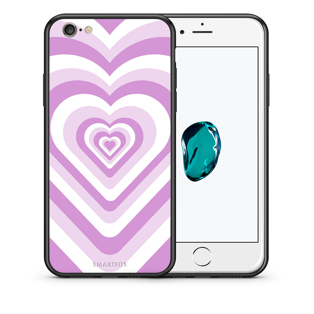 Θήκη iPhone 6/6s Lilac Hearts από τη Smartfits με σχέδιο στο πίσω μέρος και μαύρο περίβλημα | iPhone 6/6s Lilac Hearts case with colorful back and black bezels