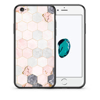 Thumbnail for Θήκη iPhone 7/8/SE 2020 Hexagon Pink Marble από τη Smartfits με σχέδιο στο πίσω μέρος και μαύρο περίβλημα | iPhone 7/8/SE 2020 Hexagon Pink Marble case with colorful back and black bezels