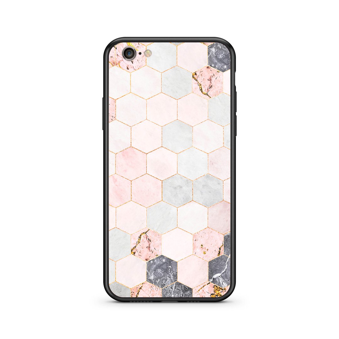 4 - iPhone 7/8 Hexagon Pink Marble case, cover, bumper