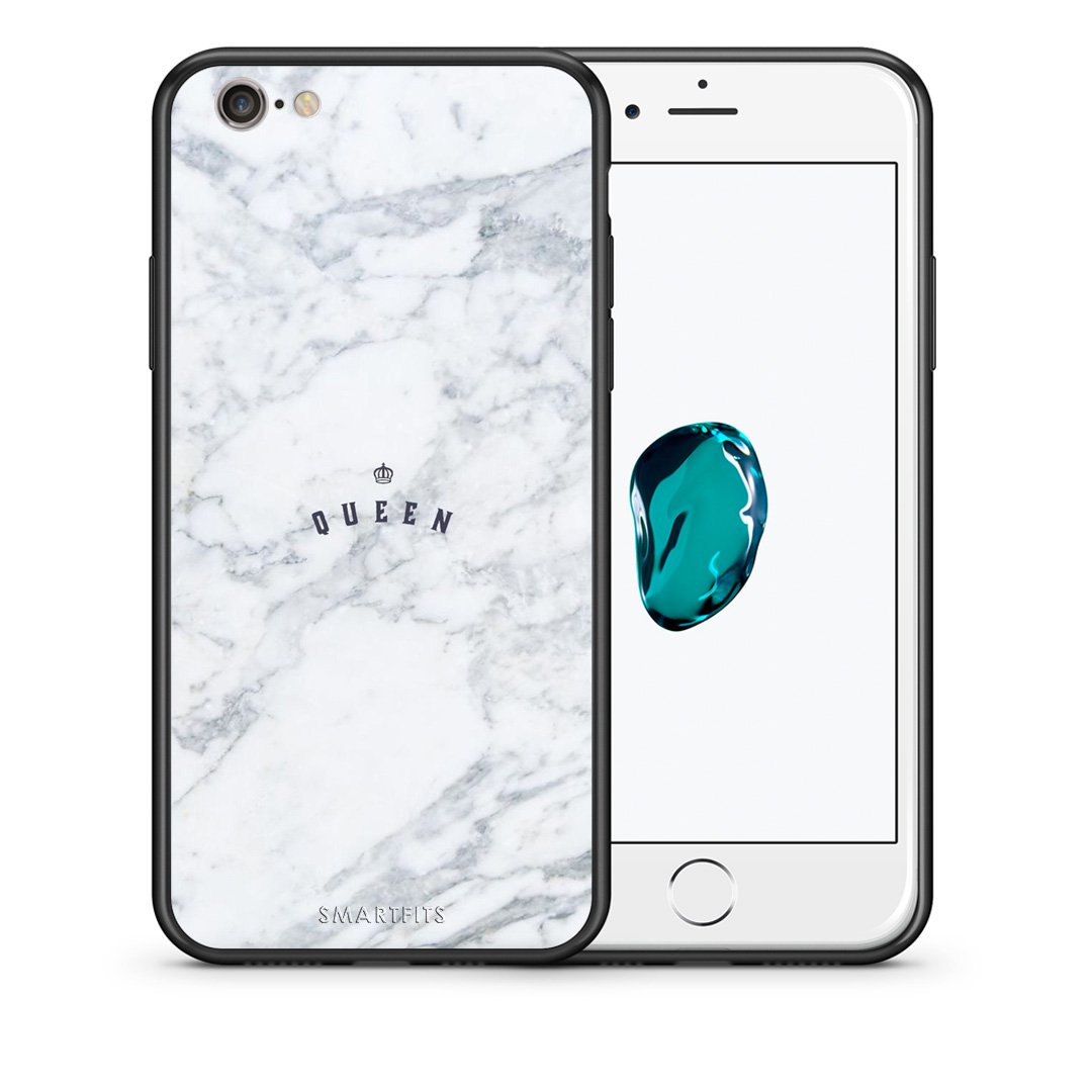 Θήκη iPhone 6/6s Queen Marble από τη Smartfits με σχέδιο στο πίσω μέρος και μαύρο περίβλημα | iPhone 6/6s Queen Marble case with colorful back and black bezels