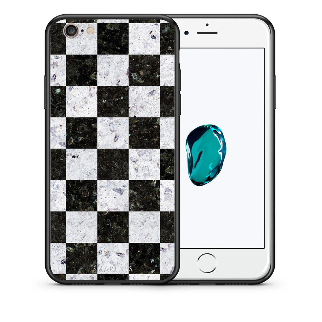 Θήκη iPhone 6/6s Square Geometric Marble από τη Smartfits με σχέδιο στο πίσω μέρος και μαύρο περίβλημα | iPhone 6/6s Square Geometric Marble case with colorful back and black bezels