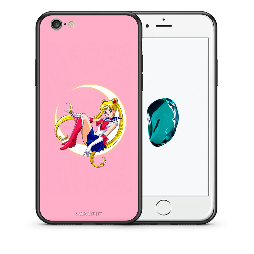 Θήκη iPhone 7/8/SE 2020 Moon Girl από τη Smartfits με σχέδιο στο πίσω μέρος και μαύρο περίβλημα | iPhone 7/8/SE 2020 Moon Girl case with colorful back and black bezels