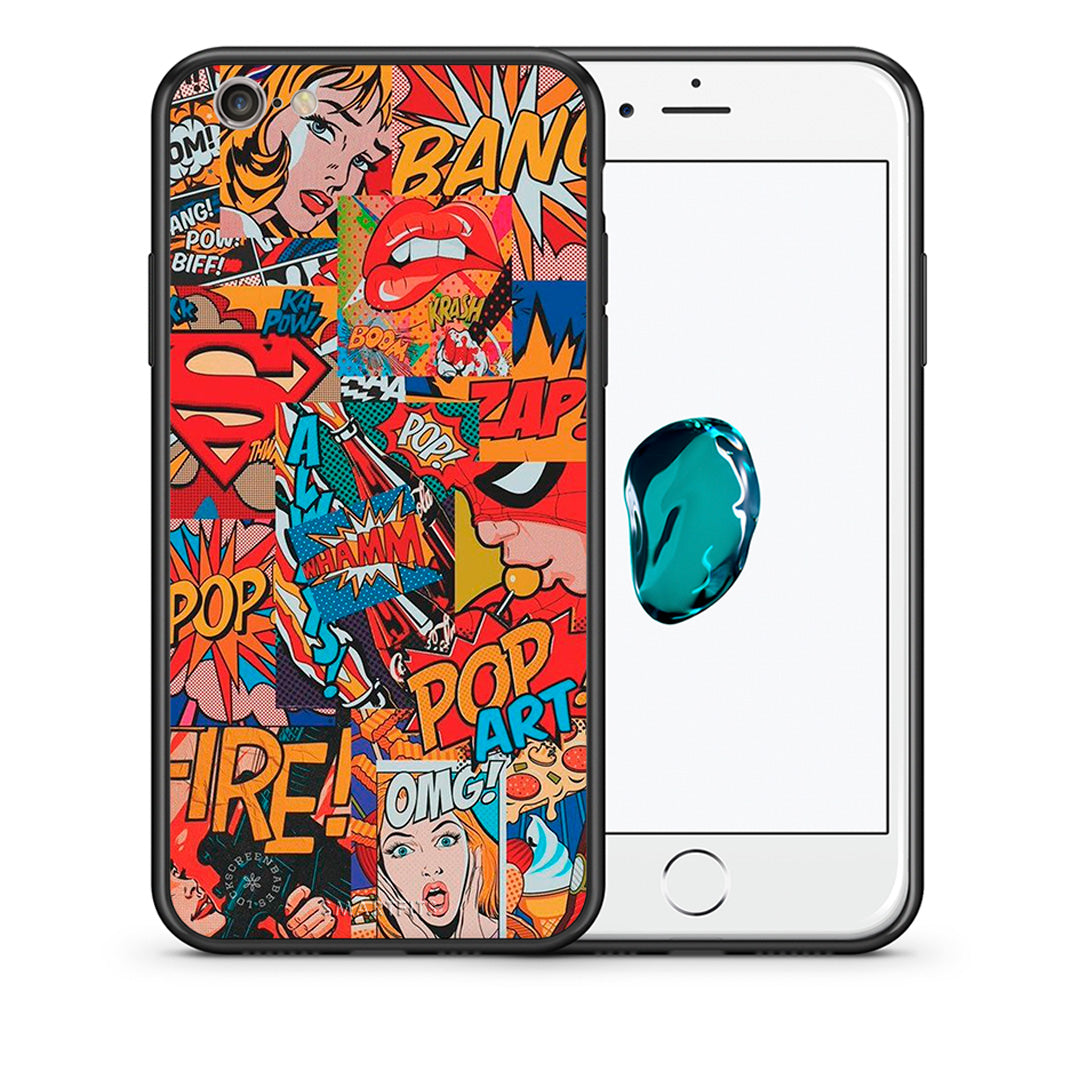 Θήκη iPhone 6 Plus/6s Plus PopArt OMG από τη Smartfits με σχέδιο στο πίσω μέρος και μαύρο περίβλημα | iPhone 6 Plus/6s Plus PopArt OMG case with colorful back and black bezels