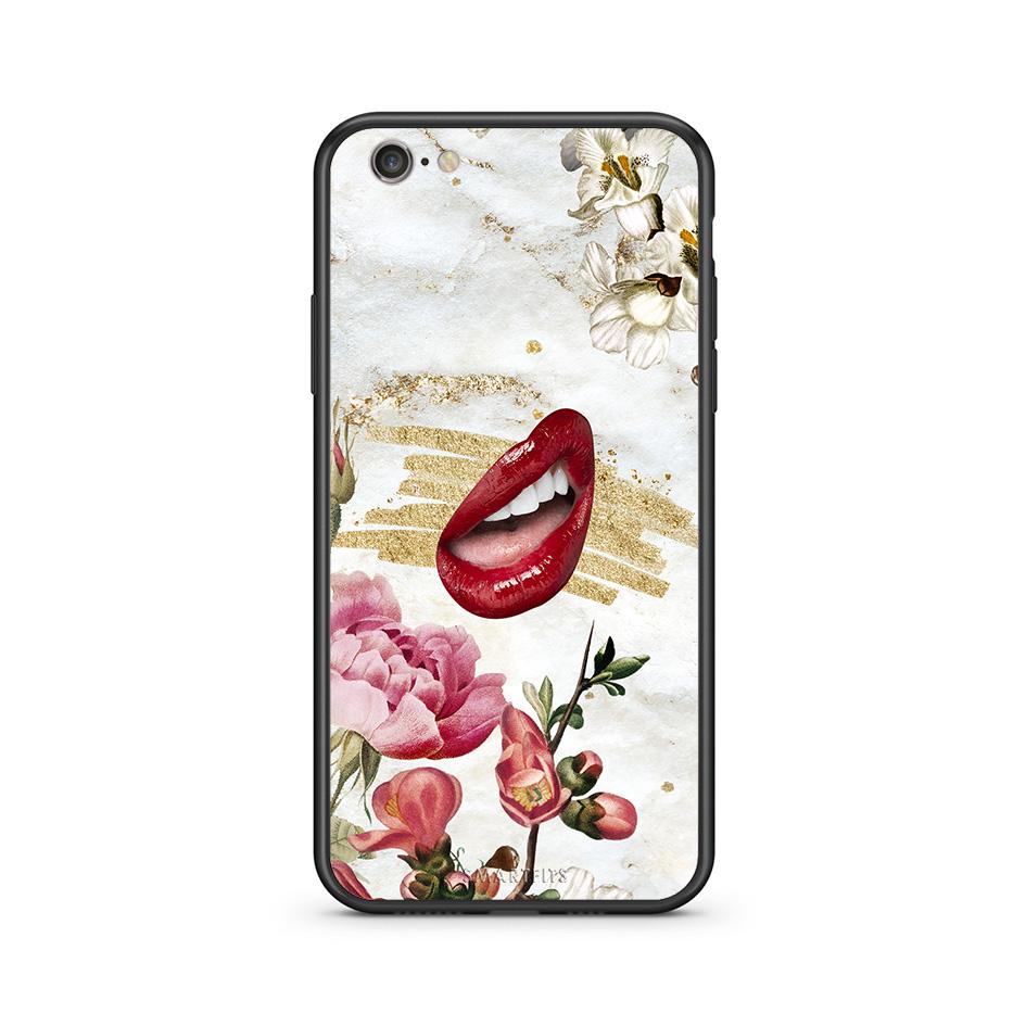 iPhone 7/8 Red Lips θήκη από τη Smartfits με σχέδιο στο πίσω μέρος και μαύρο περίβλημα | Smartphone case with colorful back and black bezels by Smartfits