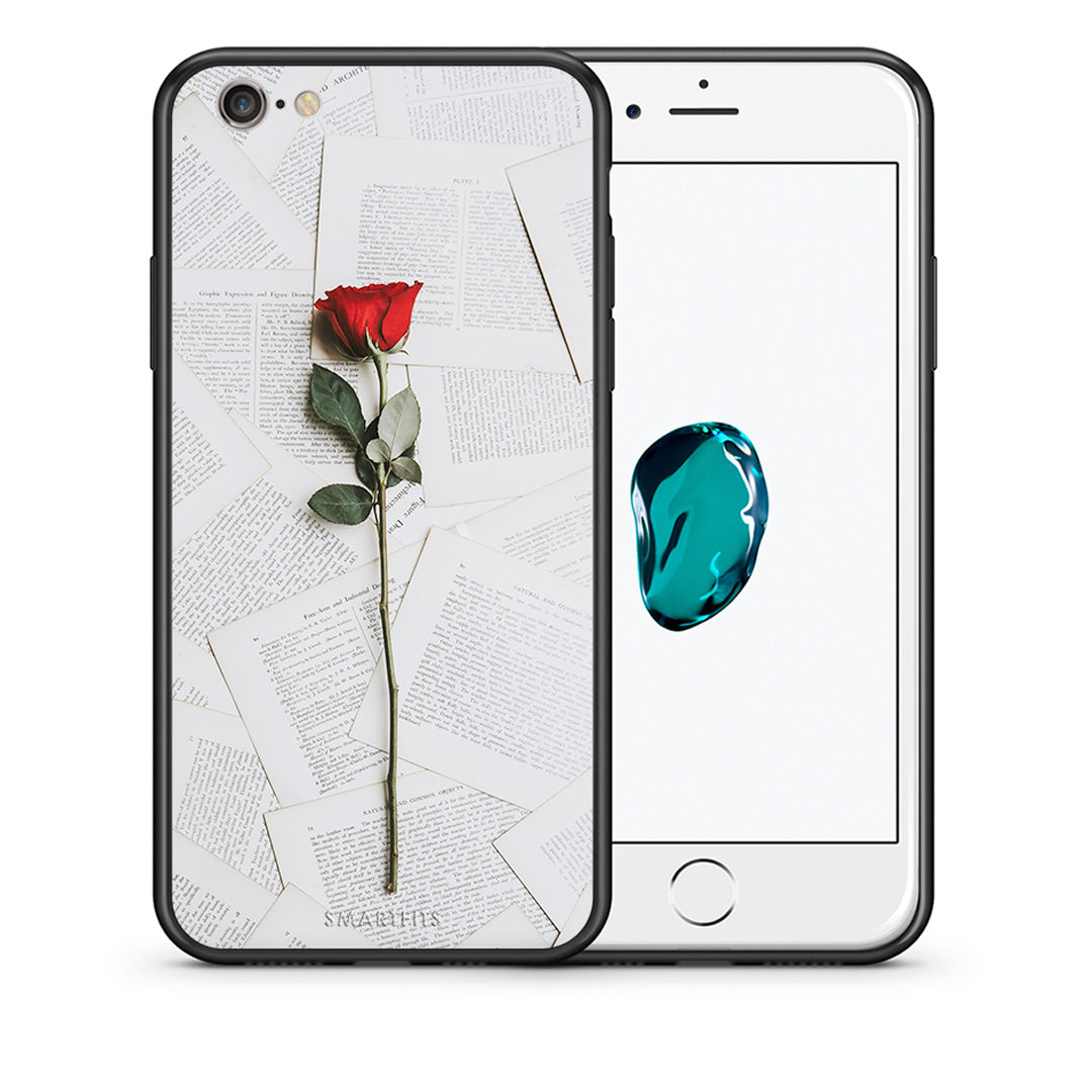 Θήκη iPhone 6/6s Red Rose από τη Smartfits με σχέδιο στο πίσω μέρος και μαύρο περίβλημα | iPhone 6/6s Red Rose case with colorful back and black bezels