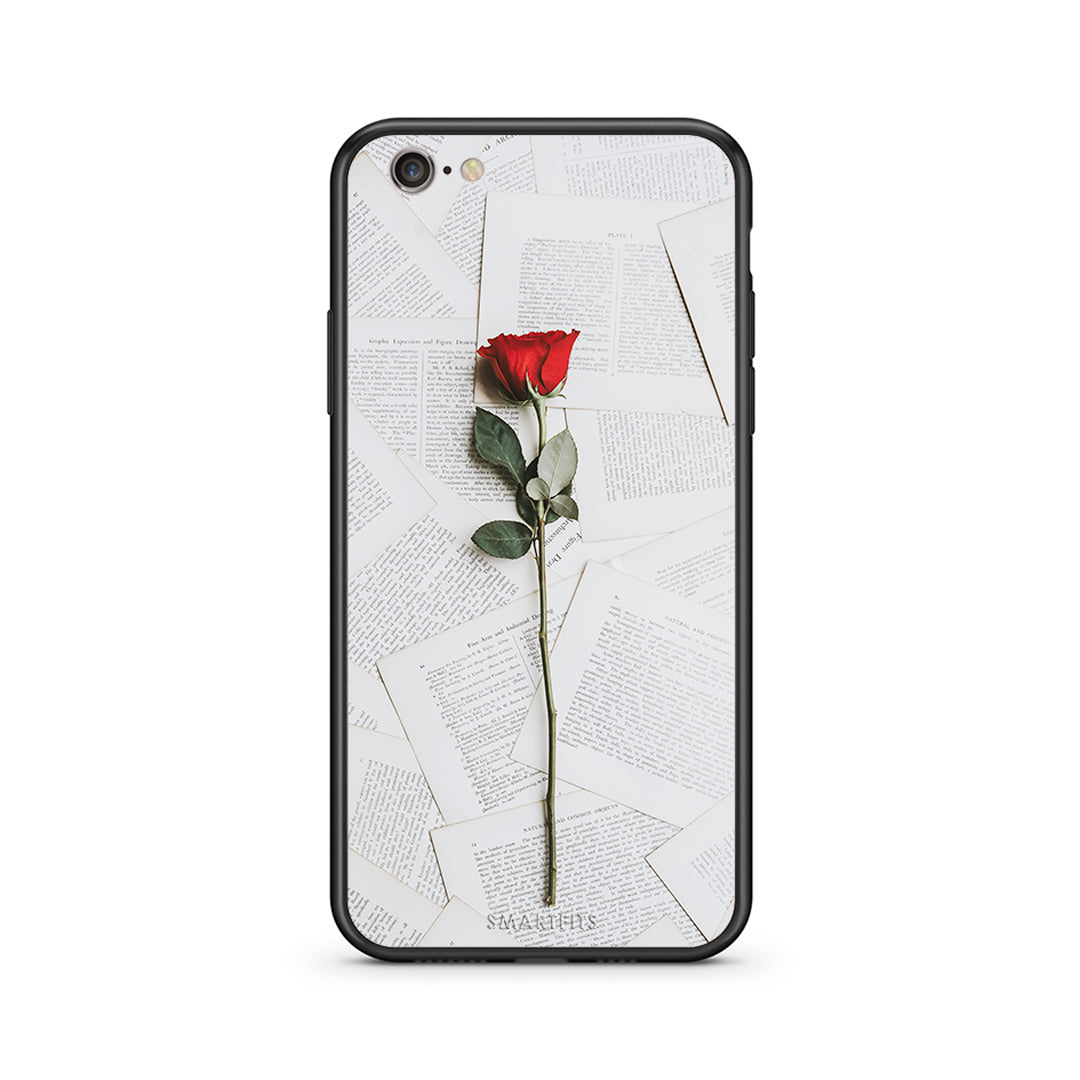 iphone 6 6s Red Rose θήκη από τη Smartfits με σχέδιο στο πίσω μέρος και μαύρο περίβλημα | Smartphone case with colorful back and black bezels by Smartfits