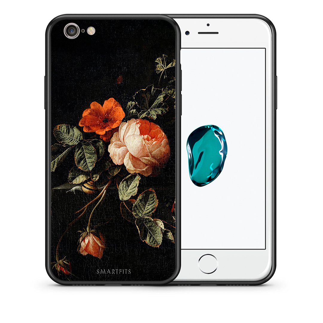 Θήκη iPhone 6 Plus/6s Plus Vintage Roses από τη Smartfits με σχέδιο στο πίσω μέρος και μαύρο περίβλημα | iPhone 6 Plus/6s Plus Vintage Roses case with colorful back and black bezels