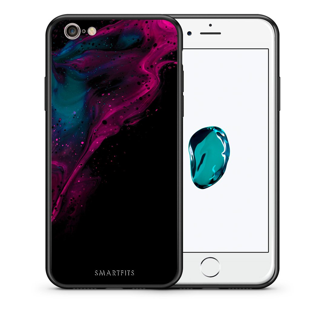 Θήκη iPhone 6 Plus/6s Plus Pink Black Watercolor από τη Smartfits με σχέδιο στο πίσω μέρος και μαύρο περίβλημα | iPhone 6 Plus/6s Plus Pink Black Watercolor case with colorful back and black bezels