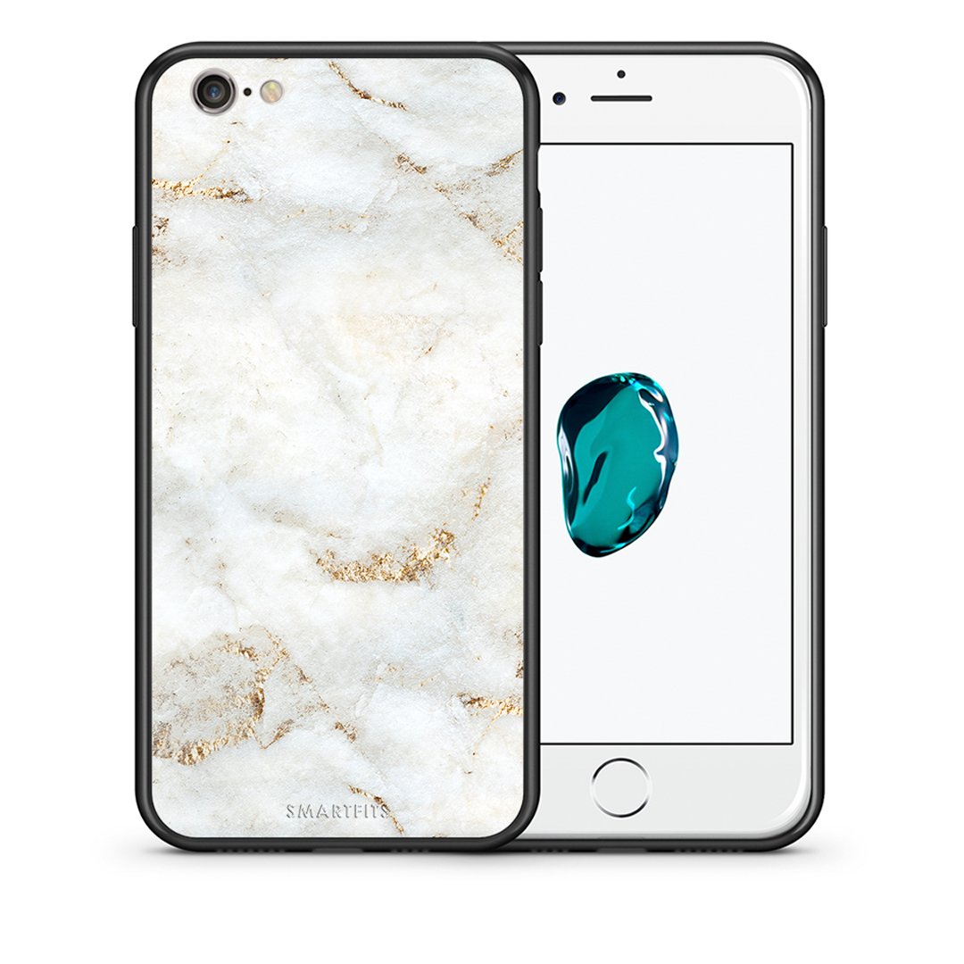 Θήκη iPhone 6/6s White Gold Marble από τη Smartfits με σχέδιο στο πίσω μέρος και μαύρο περίβλημα | iPhone 6/6s White Gold Marble case with colorful back and black bezels