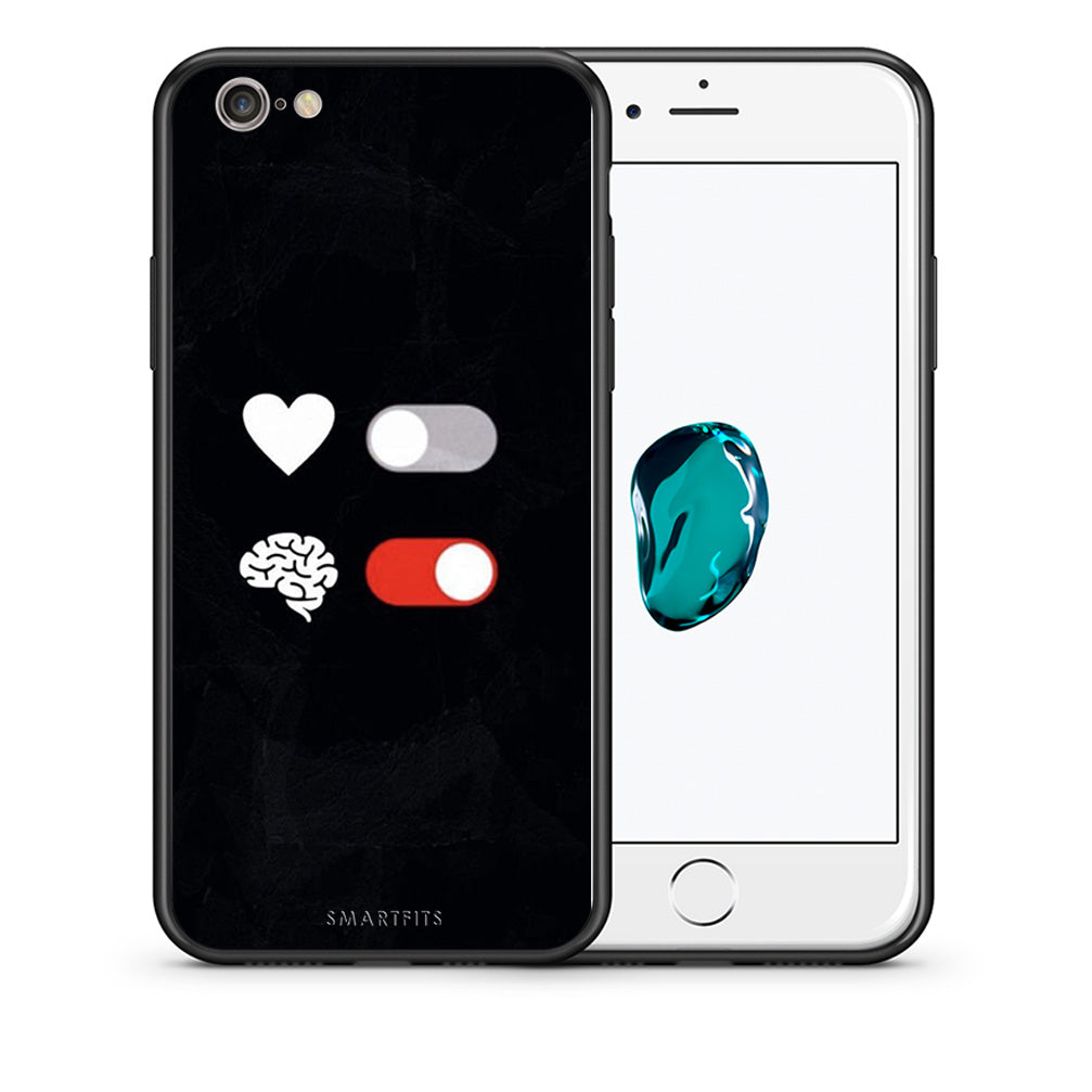 Θήκη Αγίου Βαλεντίνου iPhone 6 / 6s Heart Vs Brain από τη Smartfits με σχέδιο στο πίσω μέρος και μαύρο περίβλημα | iPhone 6 / 6s Heart Vs Brain case with colorful back and black bezels