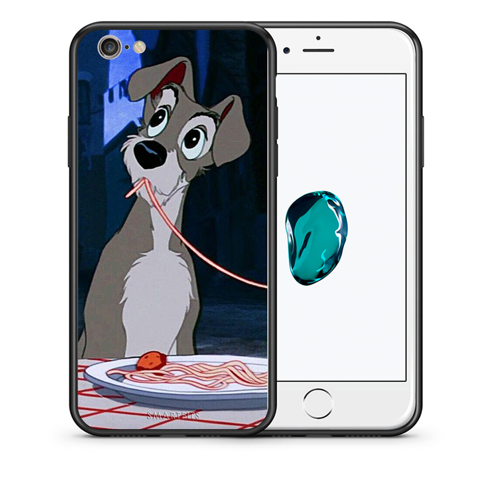 Θήκη Αγίου Βαλεντίνου iPhone 6 Plus / 6s Plus Lady And Tramp 1 από τη Smartfits με σχέδιο στο πίσω μέρος και μαύρο περίβλημα | iPhone 6 Plus / 6s Plus Lady And Tramp 1 case with colorful back and black bezels