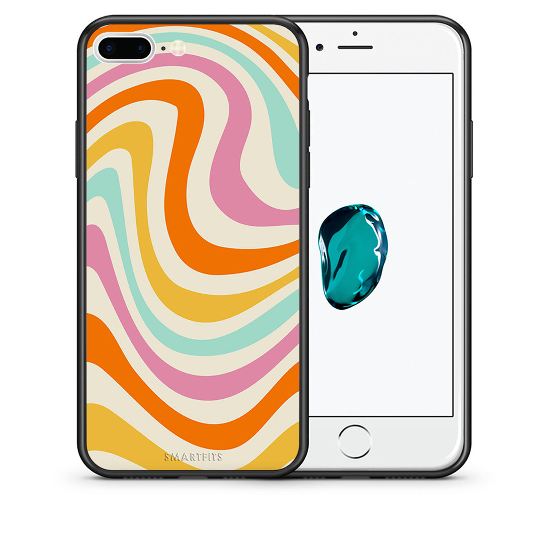 Θήκη iPhone 7 Plus/8 Plus Colourful Waves από τη Smartfits με σχέδιο στο πίσω μέρος και μαύρο περίβλημα | iPhone 7 Plus/8 Plus Colourful Waves case with colorful back and black bezels