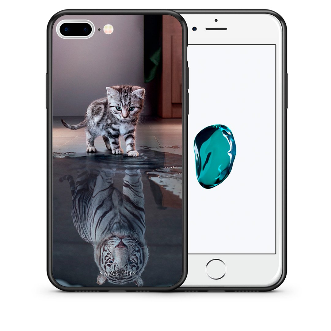 Θήκη iPhone 7 Plus/8 Plus Tiger Cute από τη Smartfits με σχέδιο στο πίσω μέρος και μαύρο περίβλημα | iPhone 7 Plus/8 Plus Tiger Cute case with colorful back and black bezels