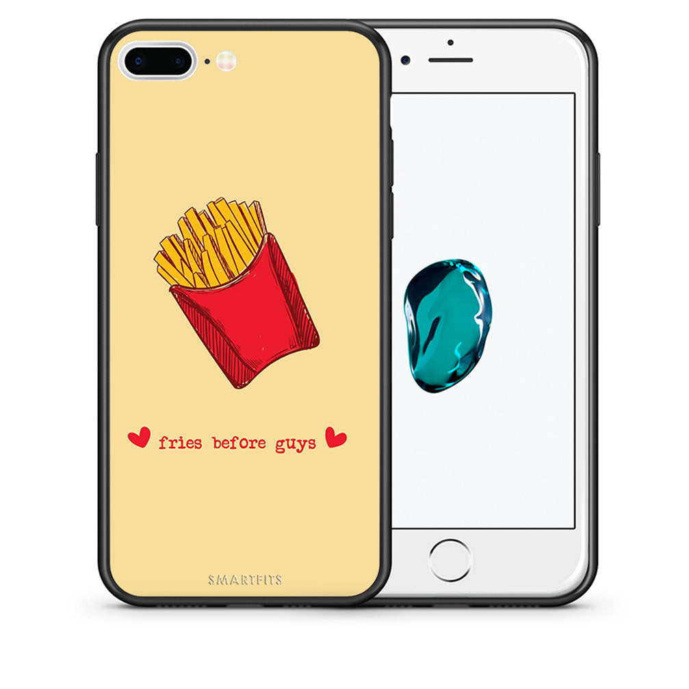 Θήκη Αγίου Βαλεντίνου iPhone 7 Plus / 8 Plus Fries Before Guys από τη Smartfits με σχέδιο στο πίσω μέρος και μαύρο περίβλημα | iPhone 7 Plus / 8 Plus Fries Before Guys case with colorful back and black bezels