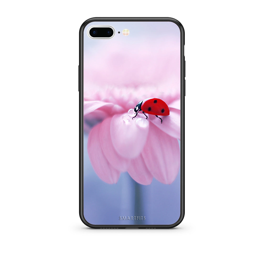 iPhone 7 Plus/8 Plus Ladybug Flower θήκη από τη Smartfits με σχέδιο στο πίσω μέρος και μαύρο περίβλημα | Smartphone case with colorful back and black bezels by Smartfits