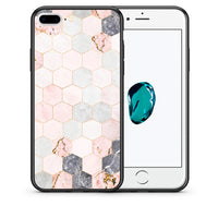 Thumbnail for Θήκη iPhone 7 Plus/8 Plus Hexagon Pink Marble από τη Smartfits με σχέδιο στο πίσω μέρος και μαύρο περίβλημα | iPhone 7 Plus/8 Plus Hexagon Pink Marble case with colorful back and black bezels