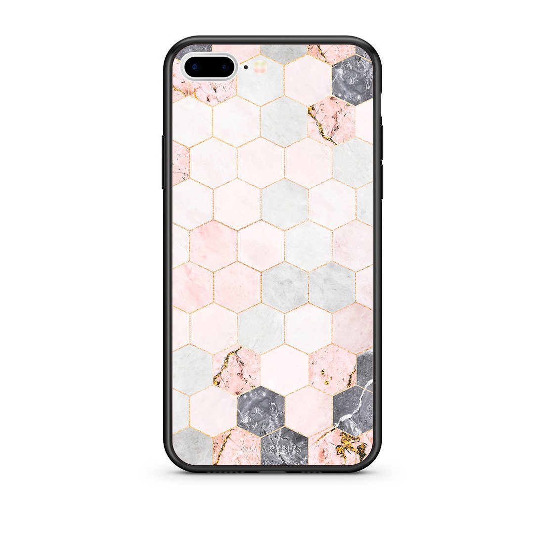 4 - iPhone 7 Plus/8 Plus Hexagon Pink Marble case, cover, bumper