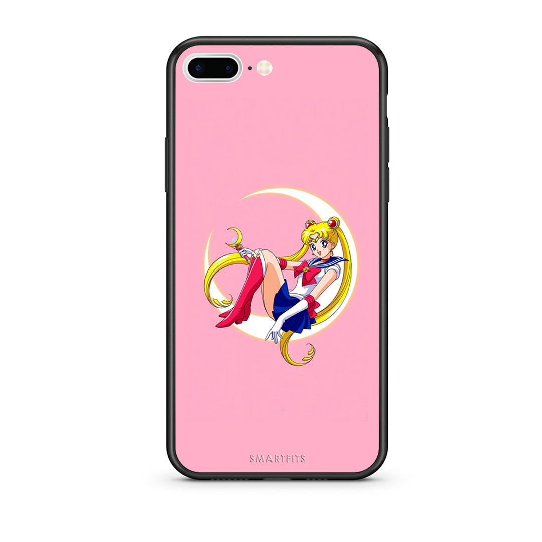 iPhone 7 Plus/8 Plus Moon Girl θήκη από τη Smartfits με σχέδιο στο πίσω μέρος και μαύρο περίβλημα | Smartphone case with colorful back and black bezels by Smartfits