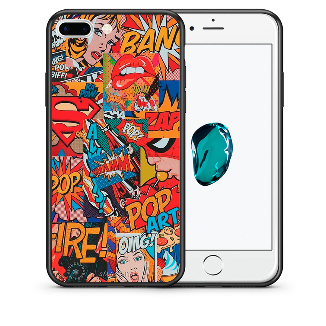 Θήκη iPhone 7 Plus/8 Plus PopArt OMG από τη Smartfits με σχέδιο στο πίσω μέρος και μαύρο περίβλημα | iPhone 7 Plus/8 Plus PopArt OMG case with colorful back and black bezels