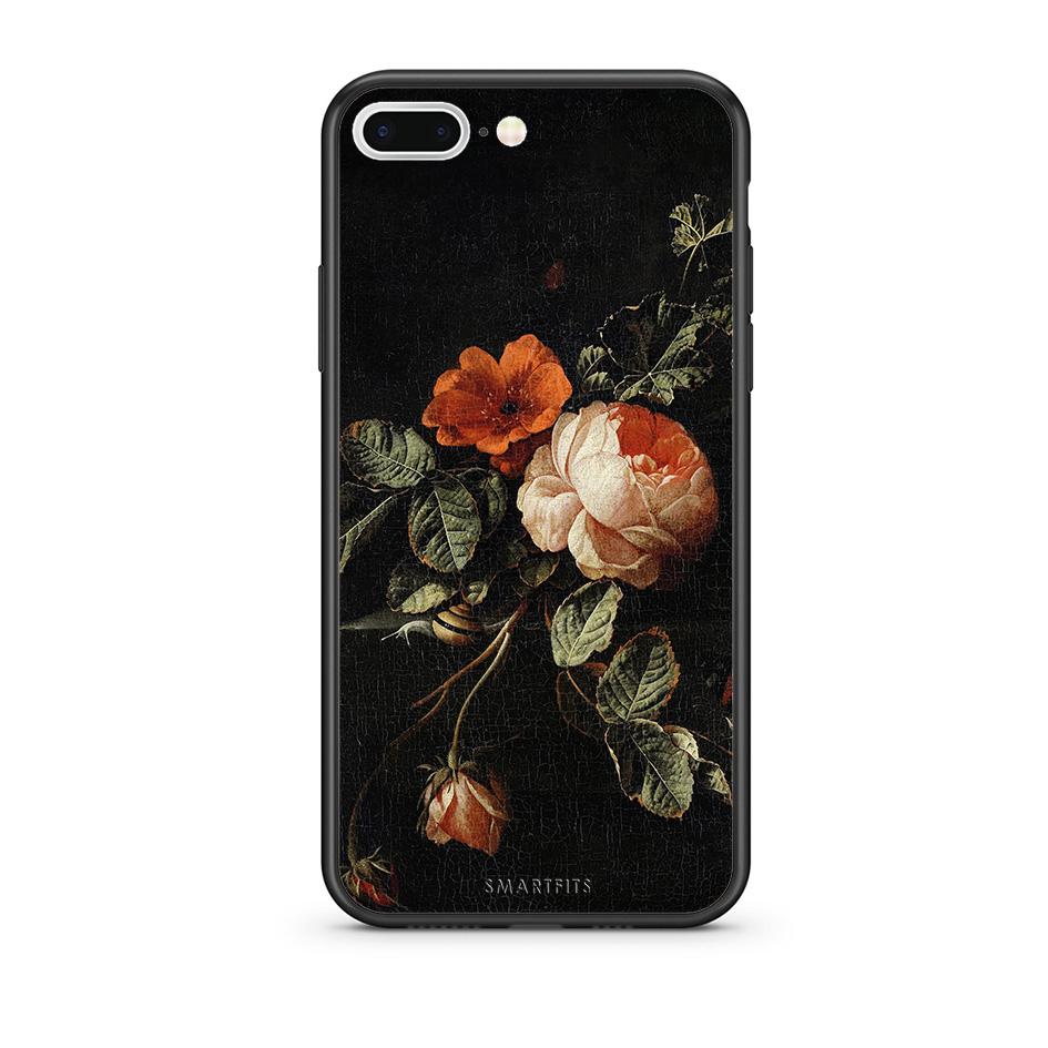 iPhone 7 Plus/8 Plus Vintage Roses θήκη από τη Smartfits με σχέδιο στο πίσω μέρος και μαύρο περίβλημα | Smartphone case with colorful back and black bezels by Smartfits
