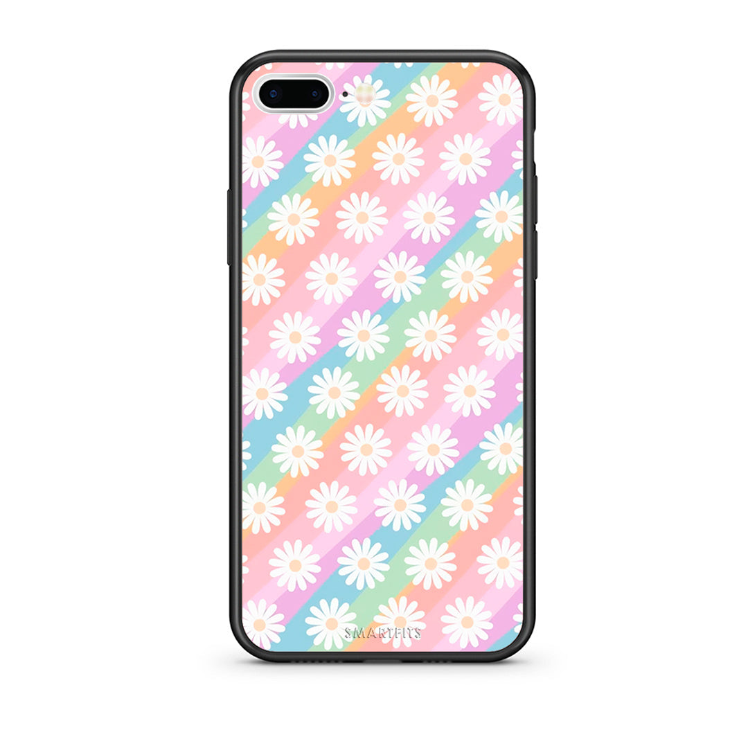 iPhone 7 Plus/8 Plus White Daisies θήκη από τη Smartfits με σχέδιο στο πίσω μέρος και μαύρο περίβλημα | Smartphone case with colorful back and black bezels by Smartfits