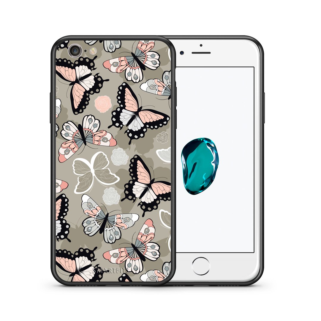 Θήκη iPhone 7/8/SE 2020 Butterflies Boho από τη Smartfits με σχέδιο στο πίσω μέρος και μαύρο περίβλημα | iPhone 7/8/SE 2020 Butterflies Boho case with colorful back and black bezels