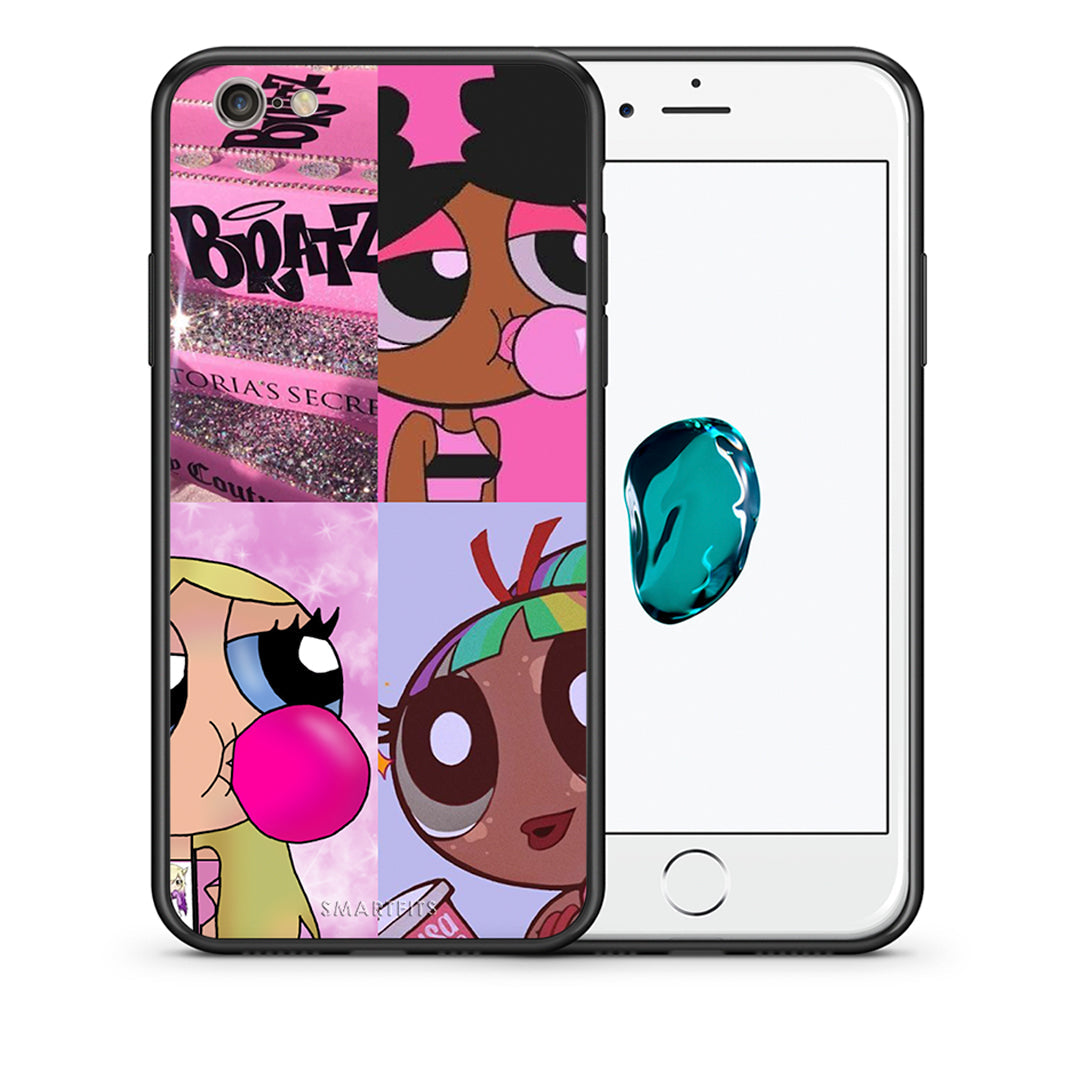 Θήκη Αγίου Βαλεντίνου iPhone 6 / 6s Bubble Girls από τη Smartfits με σχέδιο στο πίσω μέρος και μαύρο περίβλημα | iPhone 6 / 6s Bubble Girls case with colorful back and black bezels