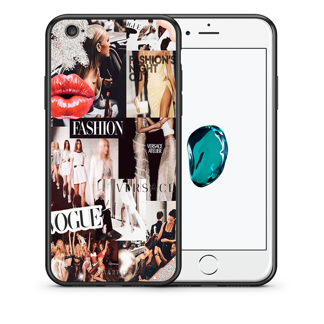 Θήκη Αγίου Βαλεντίνου iPhone 6 / 6s Collage Fashion από τη Smartfits με σχέδιο στο πίσω μέρος και μαύρο περίβλημα | iPhone 6 / 6s Collage Fashion case with colorful back and black bezels