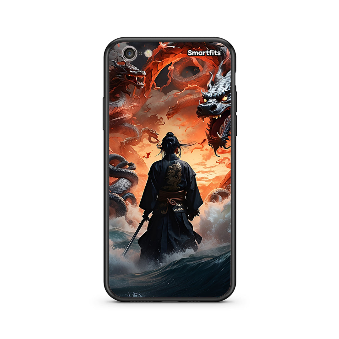 iPhone 7/8 Dragons Fight θήκη από τη Smartfits με σχέδιο στο πίσω μέρος και μαύρο περίβλημα | Smartphone case with colorful back and black bezels by Smartfits