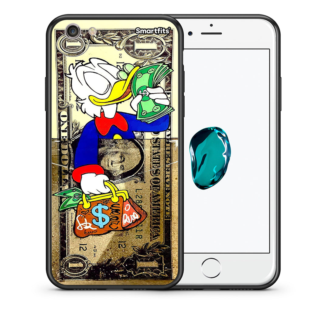 Θήκη iPhone 6 Plus / 6s Plus Duck Money από τη Smartfits με σχέδιο στο πίσω μέρος και μαύρο περίβλημα | iPhone 6 Plus / 6s Plus Duck Money case with colorful back and black bezels