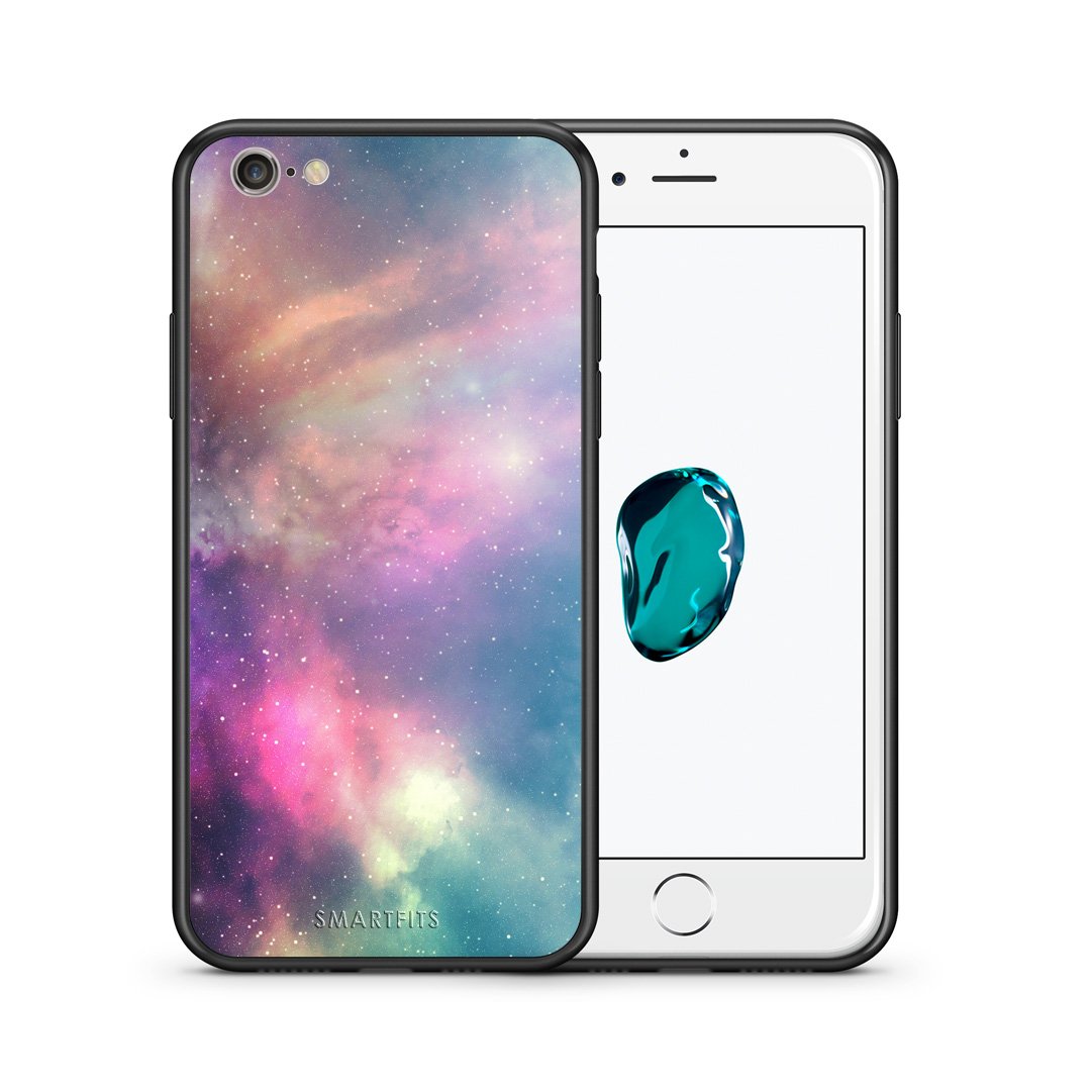 Θήκη iPhone 7/8/SE 2020 Rainbow Galaxy από τη Smartfits με σχέδιο στο πίσω μέρος και μαύρο περίβλημα | iPhone 7/8/SE 2020 Rainbow Galaxy case with colorful back and black bezels