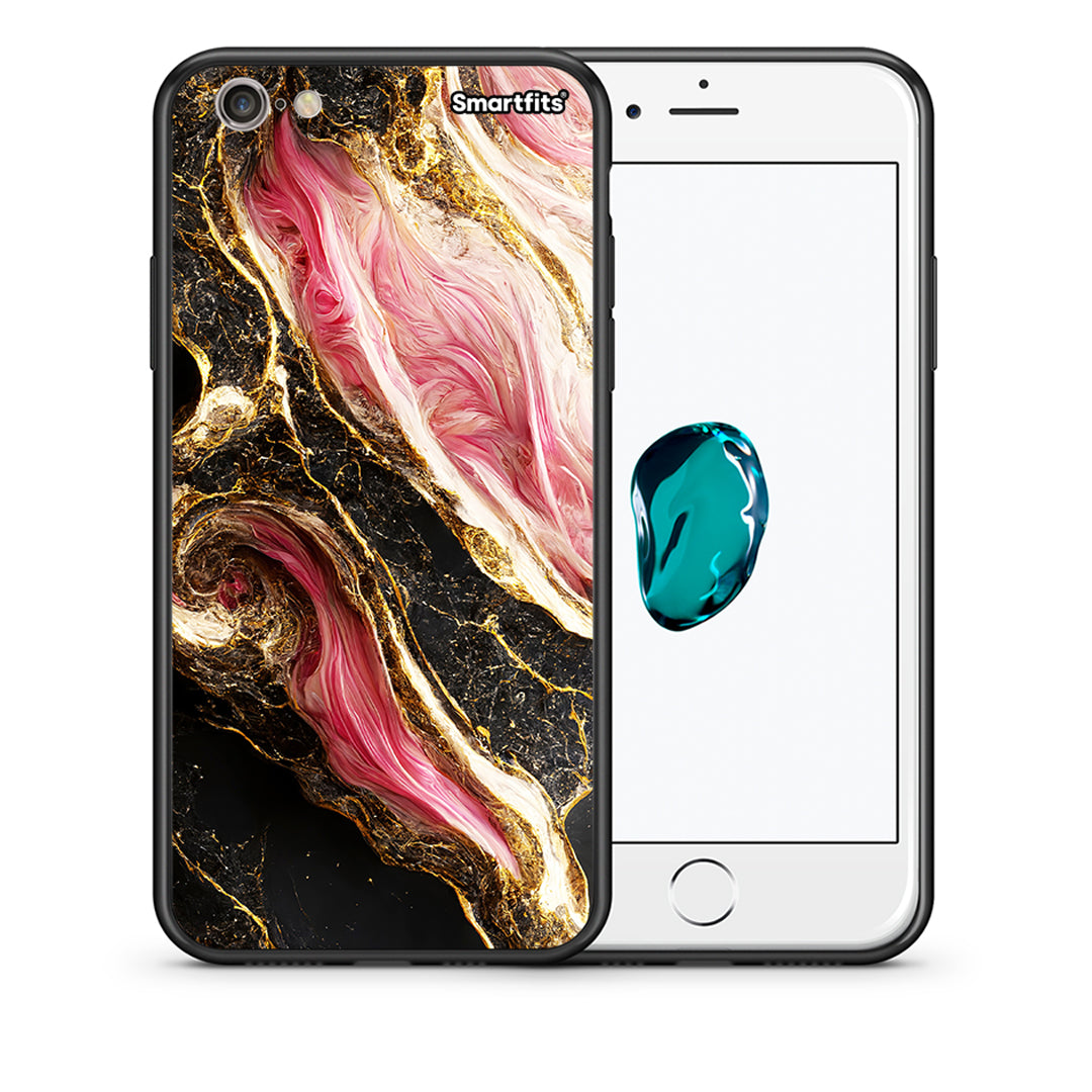 Θήκη iPhone 6/6s Glamorous Pink Marble από τη Smartfits με σχέδιο στο πίσω μέρος και μαύρο περίβλημα | iPhone 6/6s Glamorous Pink Marble case with colorful back and black bezels