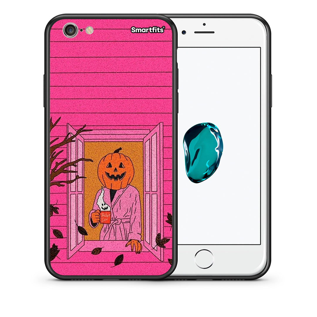 Θήκη iPhone 7 / 8 / SE 2020 Halloween Pumpkin Lady από τη Smartfits με σχέδιο στο πίσω μέρος και μαύρο περίβλημα | iPhone 7 / 8 / SE 2020 Halloween Pumpkin Lady case with colorful back and black bezels