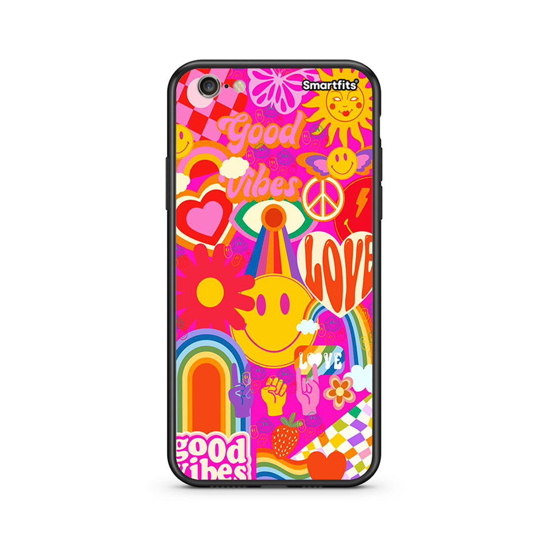 iPhone 7/8 Hippie Love θήκη από τη Smartfits με σχέδιο στο πίσω μέρος και μαύρο περίβλημα | Smartphone case with colorful back and black bezels by Smartfits