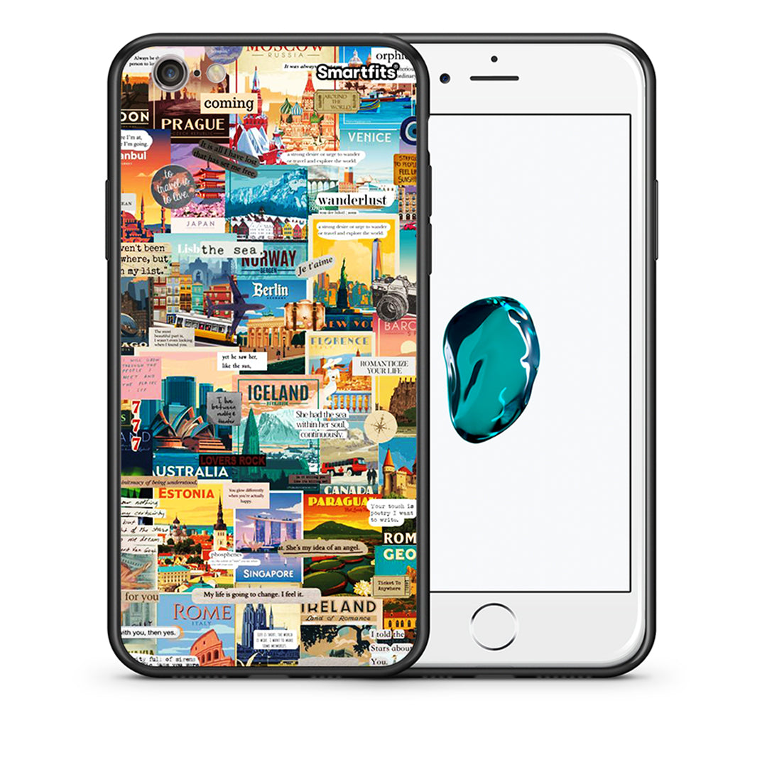 Θήκη iPhone 6/6s Live To Travel από τη Smartfits με σχέδιο στο πίσω μέρος και μαύρο περίβλημα | iPhone 6/6s Live To Travel case with colorful back and black bezels
