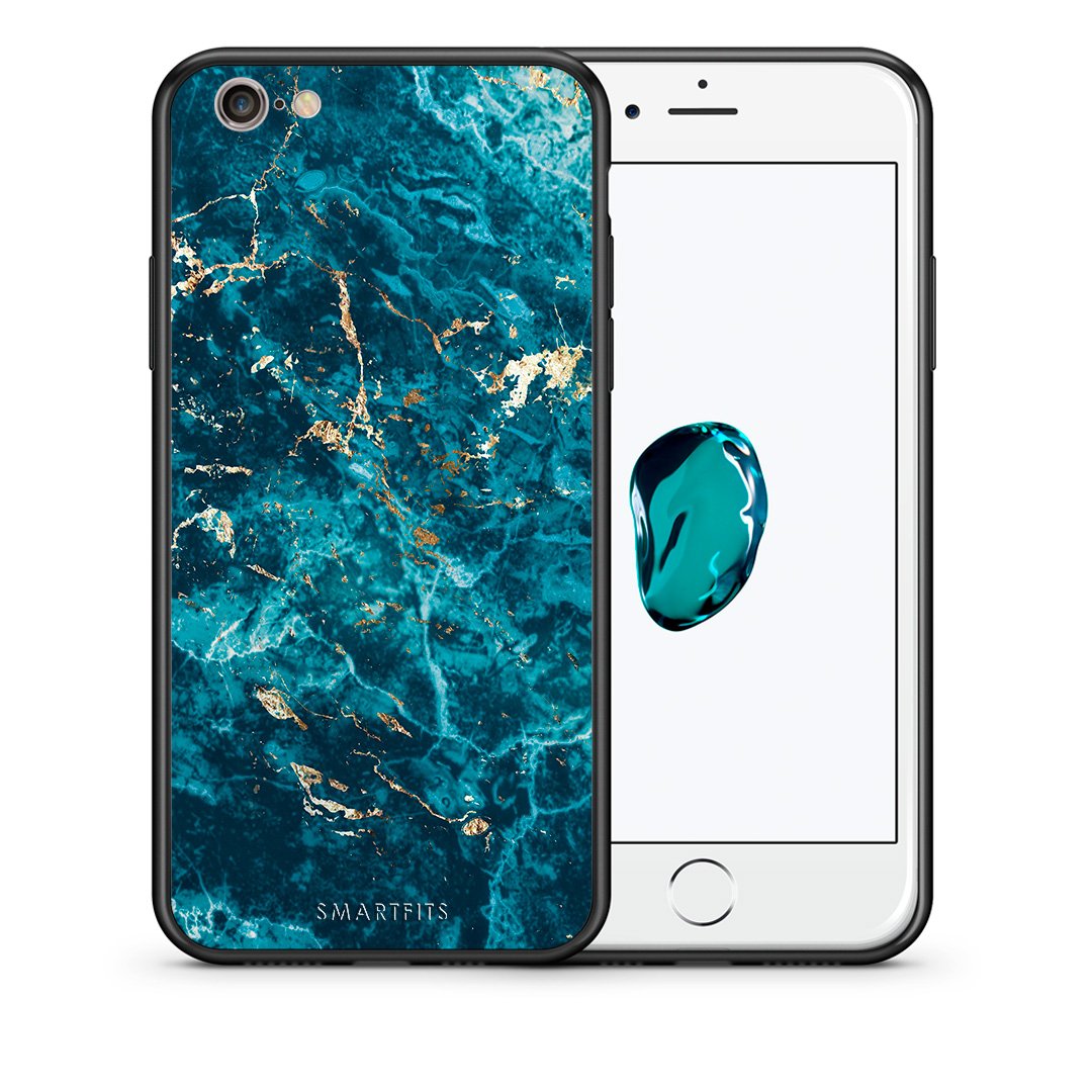 Θήκη iPhone 7/8/SE 2020 Marble Blue από τη Smartfits με σχέδιο στο πίσω μέρος και μαύρο περίβλημα | iPhone 7/8/SE 2020 Marble Blue case with colorful back and black bezels