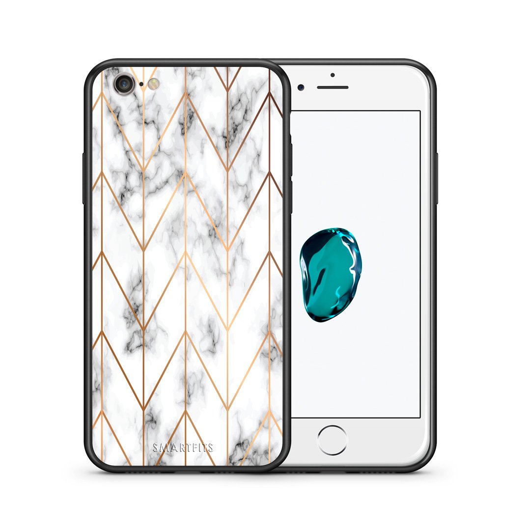 Θήκη iPhone 6 Plus/6s Plus Gold Geometric Marble από τη Smartfits με σχέδιο στο πίσω μέρος και μαύρο περίβλημα | iPhone 6 Plus/6s Plus Gold Geometric Marble case with colorful back and black bezels